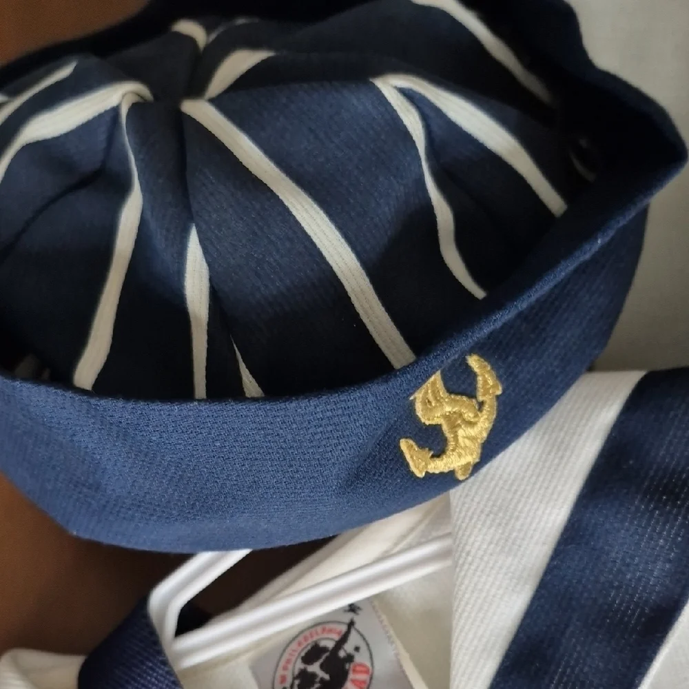 Nautical vintage  Baby Outfit with Hat - Picture 4 of 6